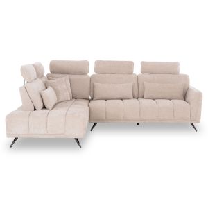Left corner 5-seater sofa Myron SM3318.02L ecru fabric 290X110-225X110H