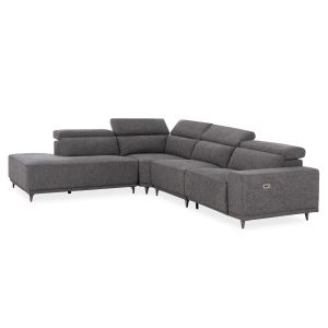 Left corner 5-seater sofa with adjustable headboard Lunaris SM3316.01L gray fabric 307X267X94V