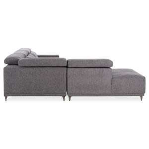 Left corner 5-seater sofa with adjustable headboard Lunaris SM3316.01L gray fabric 307X267X94V
