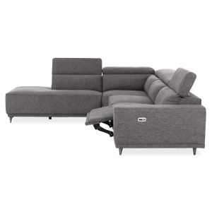 Left corner 5-seater sofa with adjustable headboard Lunaris SM3316.01L gray fabric 307X267X94V