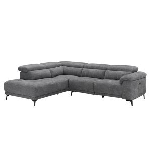 Left corner 5-seater sofa with adjustable backrest Commodus SM3315.01L gray fabric 275X231X77H