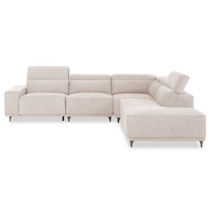 Left corner 5-seater sofa with adjustable backrest Lunaris SM3316.02L ecru fabric 307X267X94V
