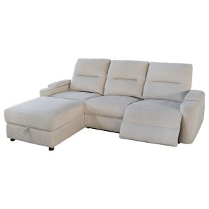 LEFT CORNER SOFA SYNTHIA HM3308.01L WITH STORAGE - BEIGE FABRIC 246X159X97CM.