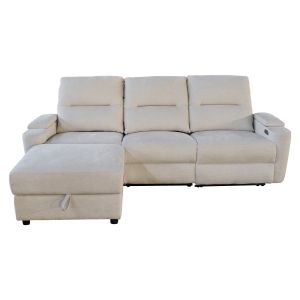 LEFT CORNER SOFA SYNTHIA HM3308.01L WITH STORAGE - BEIGE FABRIC 246X159X97CM.