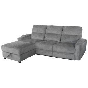 LEFT CORNER SOFA SYNTHIA HM3308.03L WITH STORAGE - GREY FABRIC 246X159X97CM.