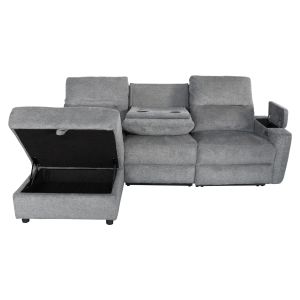LEFT CORNER SOFA SYNTHIA HM3308.03L WITH STORAGE - GREY FABRIC 246X159X97CM.