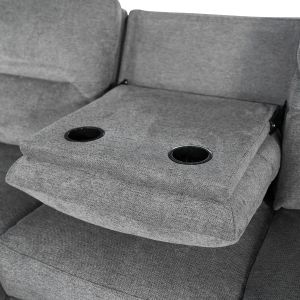LEFT CORNER SOFA SYNTHIA HM3308.03L WITH STORAGE - GREY FABRIC 246X159X97CM.