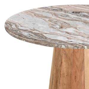 Ezerdian table solid acacia wood in natural color and marble top Diameter 150x76 cm