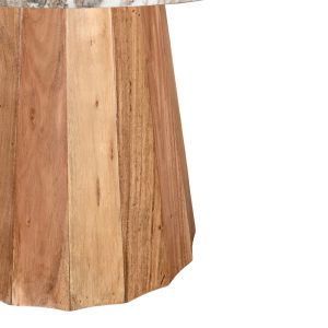Ezerdian table solid acacia wood in natural color and marble top Diameter 150x76 cm