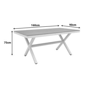 Thorio table made of plywood in natural aluminum in a white shade 160x90x75cm