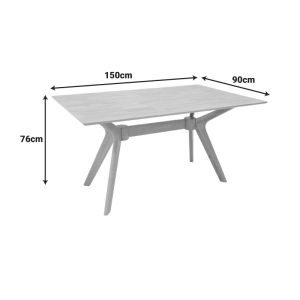 Rubber wood table with MDF in natural color 150x90x76cm