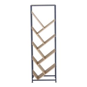Metal bookcase Orunta, oak-black, 40x26.5x125 cm