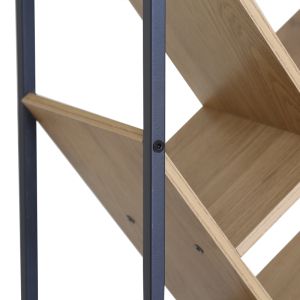 Metal bookcase Orunta, oak-black, 40x26.5x125 cm