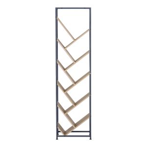 Metal bookcase Orunta, oak-black, 40x26.5x150 cm