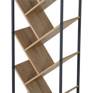 Metal bookcase Orunta, oak-black, 40x26.5x150 cm
