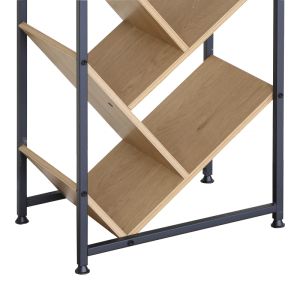 Metal bookcase Orunta, oak-black, 40x26.5x150 cm