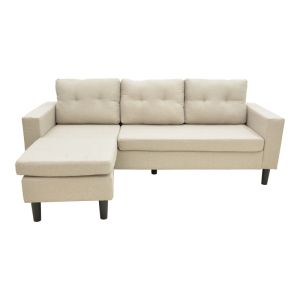 Maneli reversible corner sofa, beige-sand, fabric, 196x138/77x82cm