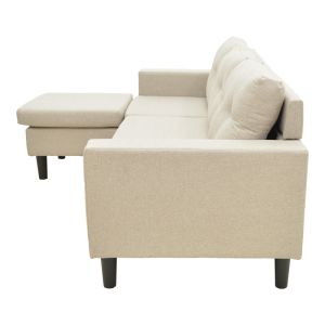 Maneli reversible corner sofa, beige-sand, fabric, 196x138/77x82cm