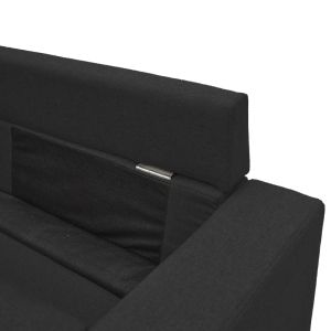 Maneli swivel corner sofa, black fabric, 196x138/77x82 cm