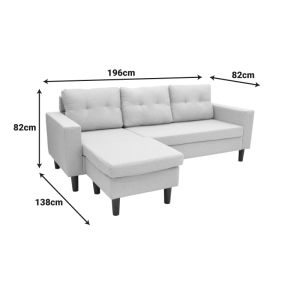 Maneli swivel corner sofa, black fabric, 196x138/77x82 cm