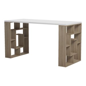 Office desk with shelf Lovet sonoma-white 140x60x75cm