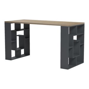 Office desk with shelf Lovet anthracite-sonoma 140x60x75cm