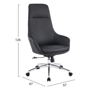 Office chair Bekker HM18359.01 black artificial leather - chrome base 67X67X126ВСМ.