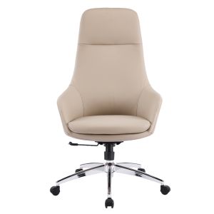 Office chair Bekker HM18359.02 beige artificial leather - chrome base 67X67X126ВСМ.