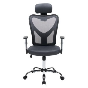 Office chair Cuore HM1207.02 gray mesh fabric - black frame - chrome base 63X61X125ВСМ.