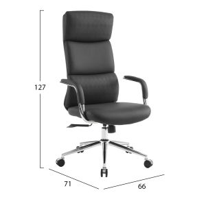 Office chair Meite HM18353.01 black artificial leather - chrome base 66X71X127ВСМ.