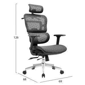 Office chair Moden HM1215.01 black mesh fabric - chrome base 68X69X126ВСМ.