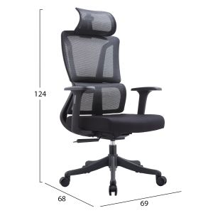 Office chair Novus HM1214.01 black mesh fabric - black base 72X67X125ВСМ.