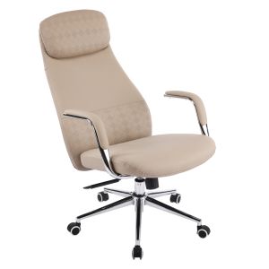 Office chair Sonty HM18354.02 beige artificial leather - chrome base 64X68X125ВСМ.