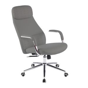 Office chair Sonty HM18354.10 gray artificial leather - chrome base 64X68X125ВСМ.