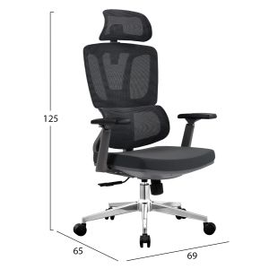 Taskmaster HM1216.01 office chair black mesh fabric - chrome base 69X65X125ВСМ.