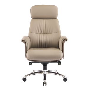 Office chair Tomlin HM18358.02 beige-brown artificial leather - chrome base 72X74X128ВСМ.