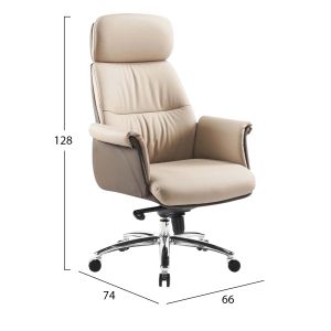 Office chair Tomlin HM18358.02 beige-brown artificial leather - chrome base 72X74X128ВСМ.