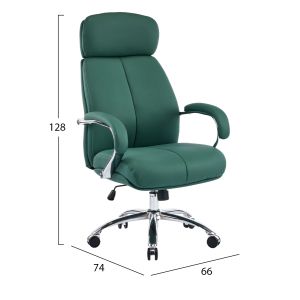 Office chair Toren HM18357.07 green artificial leather - chrome base 66X74X128ВСМ