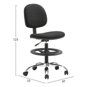 Office chair with footrest Dromen HM1210.01 black fabric - chrome base 48X60X130ВСМ.