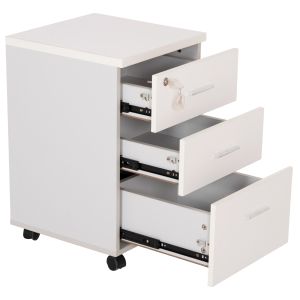 Office cabinet with key Vance white melamine -- wheels 39X40X60 cm.
