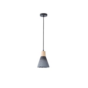 Chandelier rubber wood-concrete single lamp 1XΕ27 Max 15W Ø160X1720MM black Arte Illumina Gesso