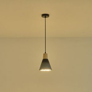 Chandelier rubber wood-concrete single lamp 1XΕ27 Max 15W Ø160X1720MM black Arte Illumina Gesso