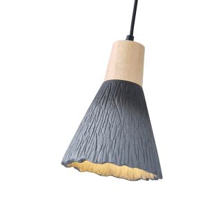 Chandelier rubber wood-concrete single lamp 1XΕ27 Max 15W Ø160X1720MM black Arte Illumina Gesso