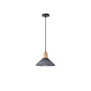 Chandelier rubber wood-concrete single lamp 1XΕ27 Max 15W Ø250X1680MM black Arte Illumina Gesso