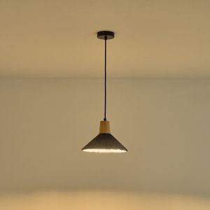Chandelier rubber wood-concrete single lamp 1XΕ27 Max 15W Ø250X1680MM black Arte Illumina Gesso