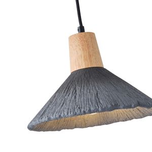 Chandelier rubber wood-concrete single lamp 1XΕ27 Max 15W Ø250X1680MM black Arte Illumina Gesso