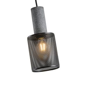 Concrete and metal chandelier, single lamp, 1XΕ27 Max 15W Ø120X1760MM, black, Arte Illumina Scouro