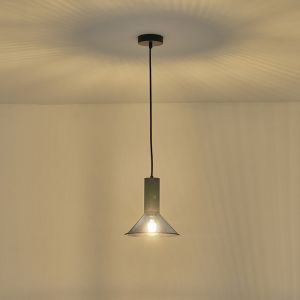 Concrete and metal chandelier, single lamp, 1XΕ27 Max 15W Ø210X1720MM, black, Arte Illumina Scouro