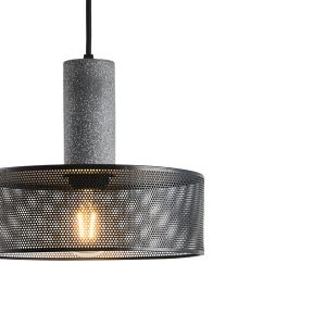 Concrete and metal chandelier, single lamp, 1XΕ27 Max 15W Ø255X1700MM, black, Arte Illumina Scouro