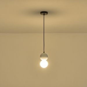 Concrete and glass chandelier, single lamp, 1ΧG9 Max 7W Ø100X1710MM, white, Arte Illumina Salpico